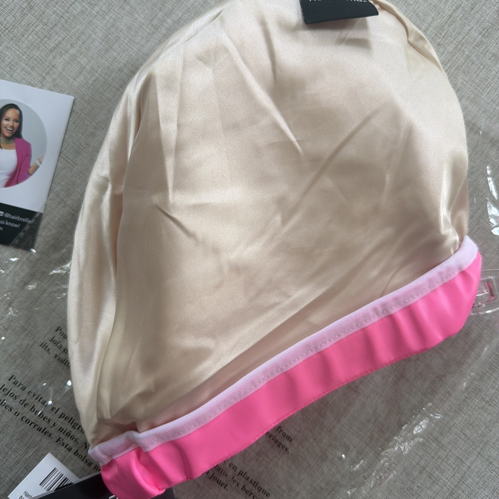 Hairbrella Classic Satin Lined Waterproof & Adjustable Swim Cap Pink — image 3 of 5